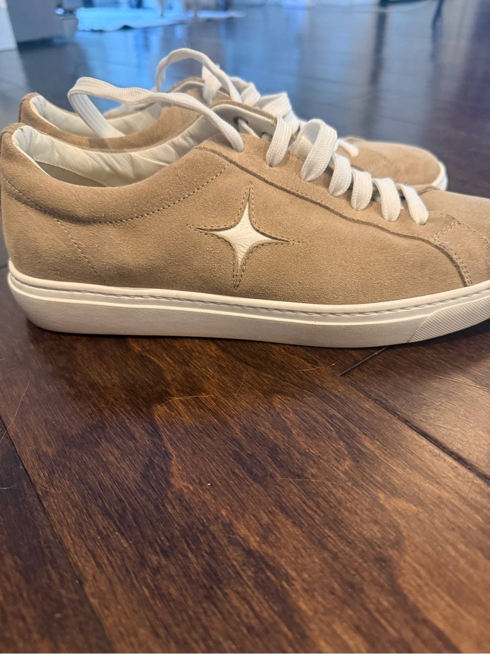Madison Suede Low-Top Sneakers in Tan with White Accent